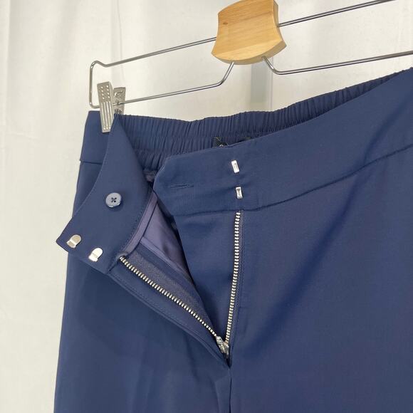 NWT QUINCE Stretch Crepe Ankle Pants Zip Fly Elastic Waist Navy Blue Size 4 - Picture 7 of 12